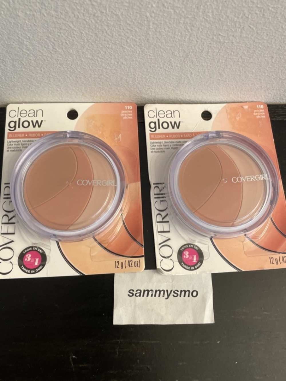 COVERGIRL Clean Glow Blusher 110 PEACHES 3 in 1 Blendable Matte Blush Trio x2